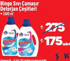 BİNGO SIVI ÇAMAŞIR DETERJAN ÇEŞİTLERİ 2600 ML BİNGO SIVI ÇAMAŞIR DETERJAN ÇEŞİTLERİ 2600 ML